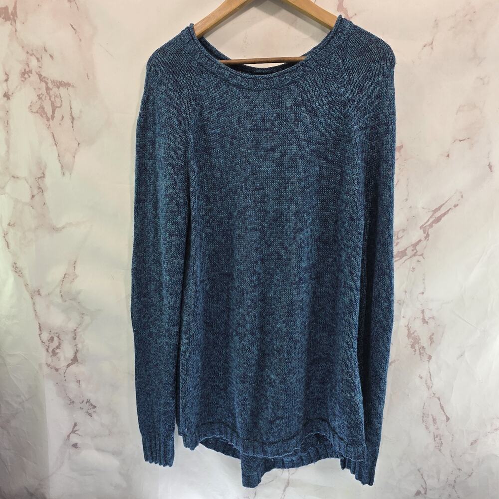 Toad & Co Sweater Womens XL Blue Merino Wool Marked Elbow Patches Roll Neck - Picture 2 of 13